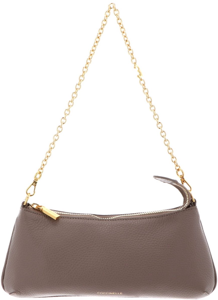 COCCINELLE Leren schoudertas C-Me Chain Mini Bag Grained Leather Warm Taupe