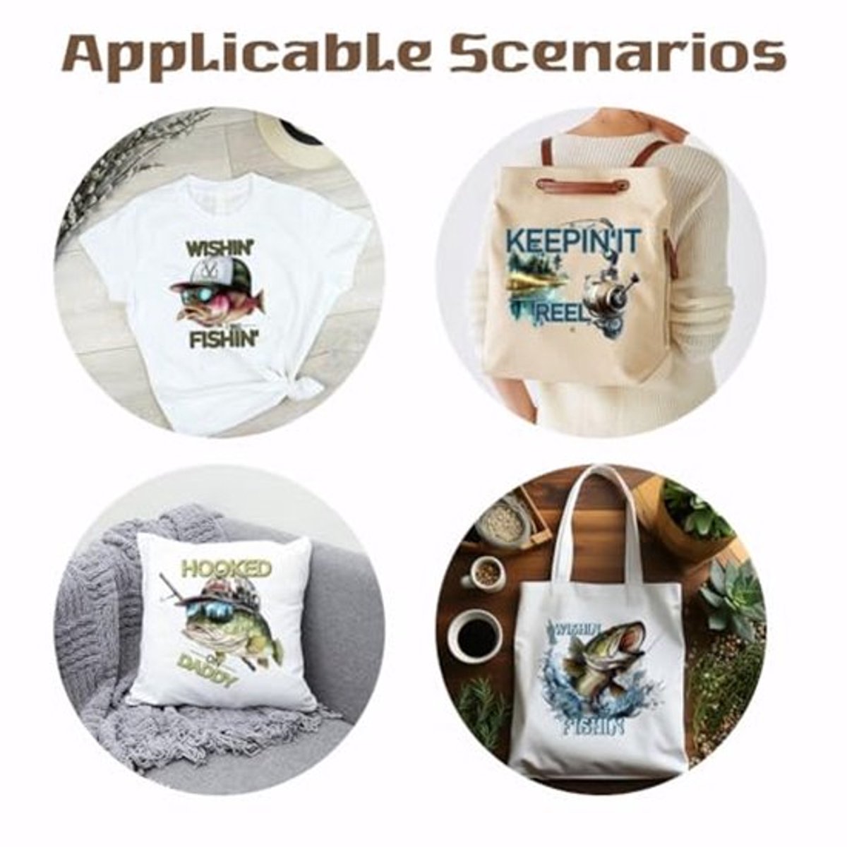 4 stuks Wish I Wash Fishin strijkstickers voor kleding, kleurrijke warmteoverdrachtstickers met visthema, strijkpatches voor doe-het-zelfkleding, grappige kledingdecoratie