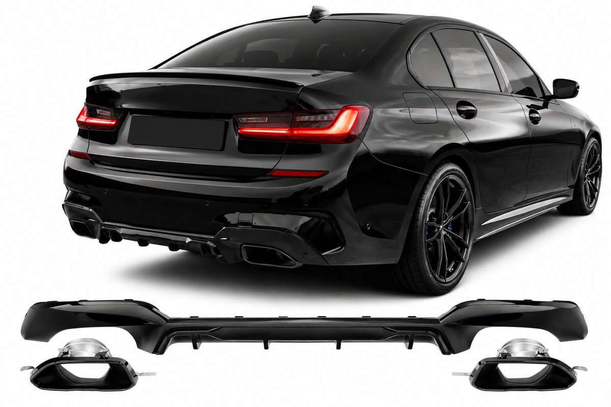 Achterdiffuser Geschikt voor BMW 3 Serie G20 G21 M Pakket M340i Look Hoogglans Zwart 2018-2022
