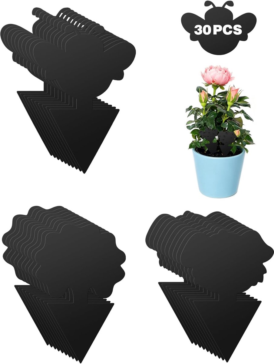SnelShoppen - 60 Stuks Planten Stickers - Zwarte Vliegenvallen - Effectieve Vliegenvangers voor Binnen en Tuin - Geurloze, Niet-Toxische Lijmval - Mil