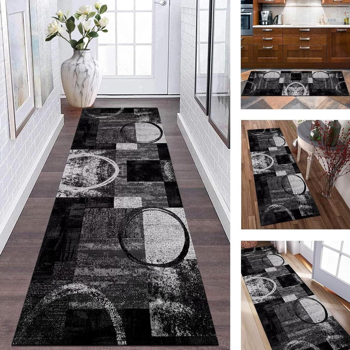 Keukenmat Loper - Vloerkleed Gang - Veilig Lopen - Antislip Achterkant - 50 x 250 cm - Zwa