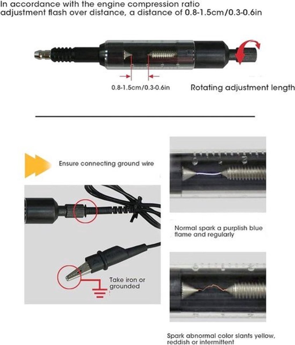 Bougie Tester - Automatisch Ontstekingssysteem Test Diagnosetool met Kabel - Inhoud Nodig