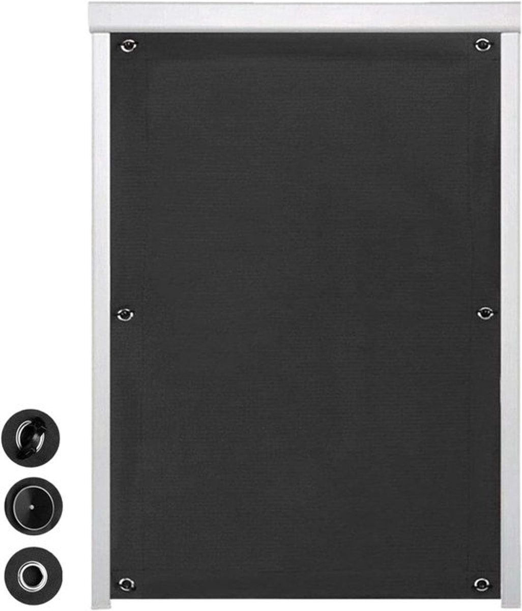 Verduisteringsgordijn - Verduisteringsdoek - Polyester - Met 7 zuignappen - Zonder boren - Draagbaar - Verduisterende zonwering - Zonwering voor Ramen - Thermisch geïsoleerd - Geschikt voor dakraam, slaapkamer, tuin, auto - 60*93 cm - zwart