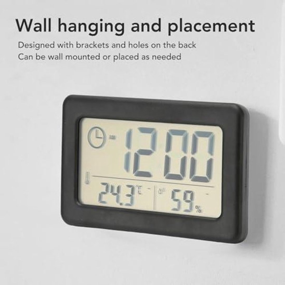 Digitale Klok met Groot Display, Nauwkeurige Temperatuur- en Vochtigheidsweergave - Batterijgevoede Wand- en Bureauklok voor Slaapkamer en Woonkamer