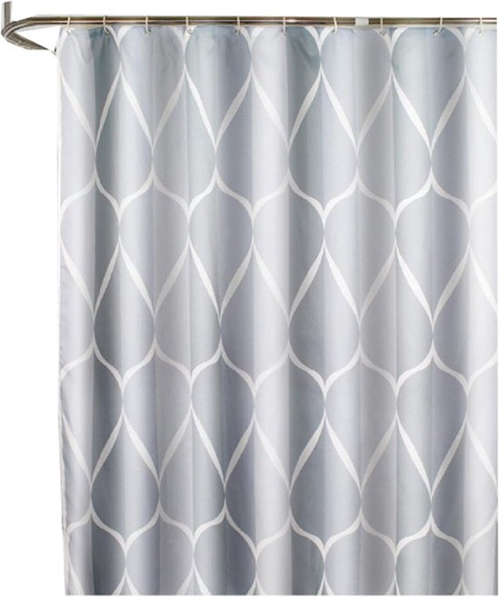 Douchegordijn Anti Schimmel - Douchegordijn - Waterdicht - 120x180 Cm - Waterdicht Wasbaar Anti-Schimmel Polyester Douchegordijnen - Grijs - Met 8 Douchegordijn Haken