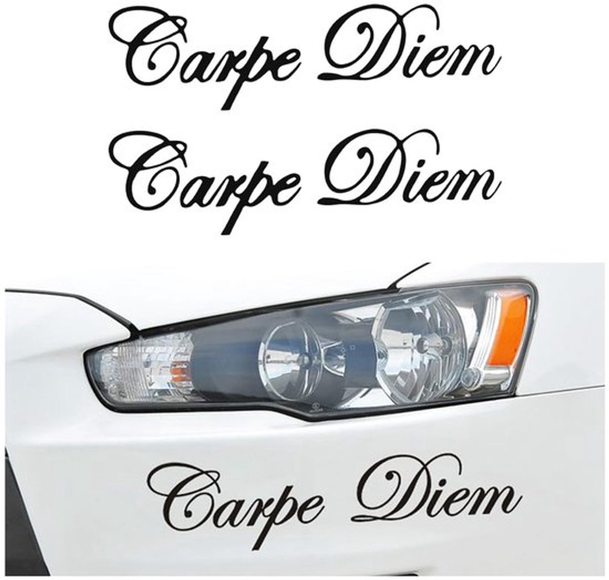 2 Stuks Creatieve Carpe Diem stickers, Mode Brief Bedrukt Carpe Diem Reflecterende Waterdichte Voertuigstickers, Carpe Diem Autosticker, Auto Exterieur Decoratieve Accessoires (Zwart)