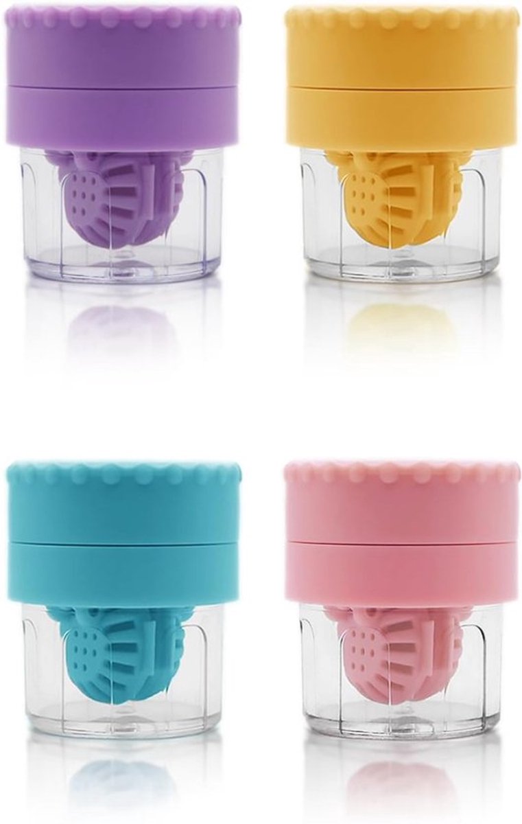 Contactlenshouder, 2-in-1 handmatige opbergdoos voor contactlensreiniger, draagbaar formaat, oplossingscontainer voor reizen en dagelijks gebruik (4 kleuren)