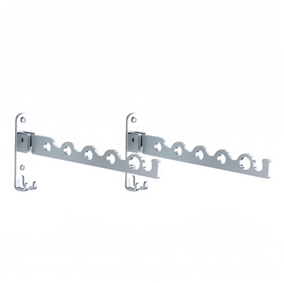 2 pcs Aan de muur bevestigde kledinghanger, opvouwbare garderobestang, droogrek, aan de muur bevestigde wasdroger voor badkamer, slaapkamer, wasruimte (zilver)