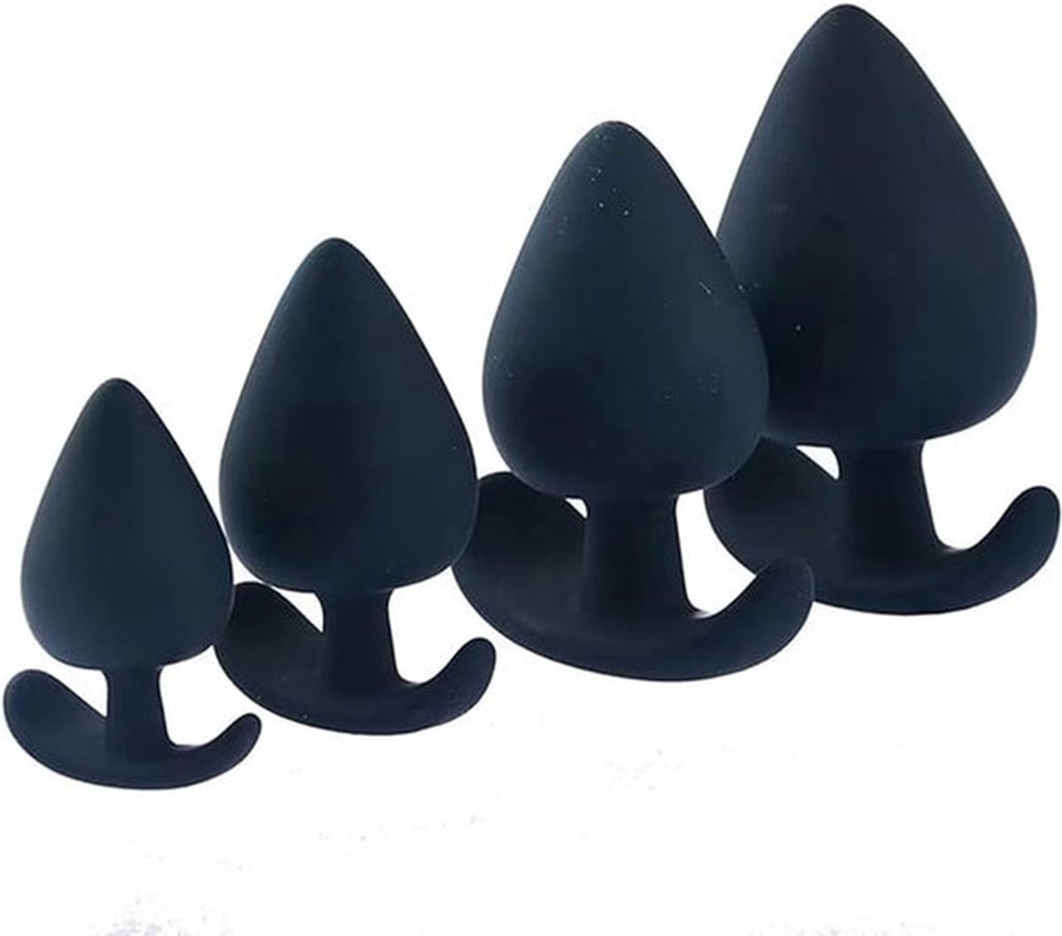 Seksuele trainingsset 4-delige siliconen buttplug, verlengplug trainingsset seksspeeltjes voor volwassenen voor mannen en vrouwen zwart