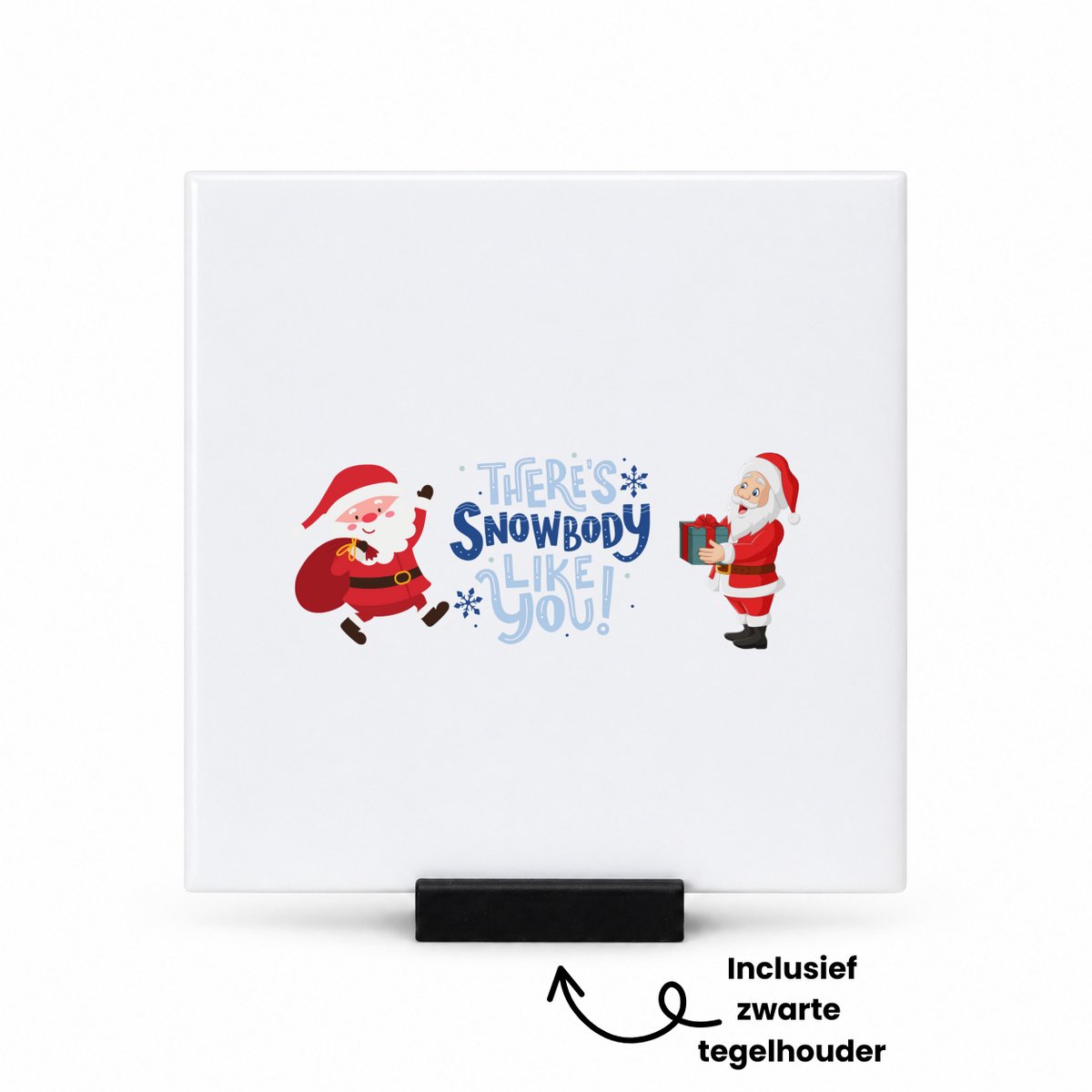 Hacebo Kerst there's snowbody like you tegeltje met tegelhouder - Kerstmis - Kerst beker - tegeltjes met tekst - winter - kerst - christmas - kerst cadeau - spreuktegels - 10.8x10.8 CM Wit