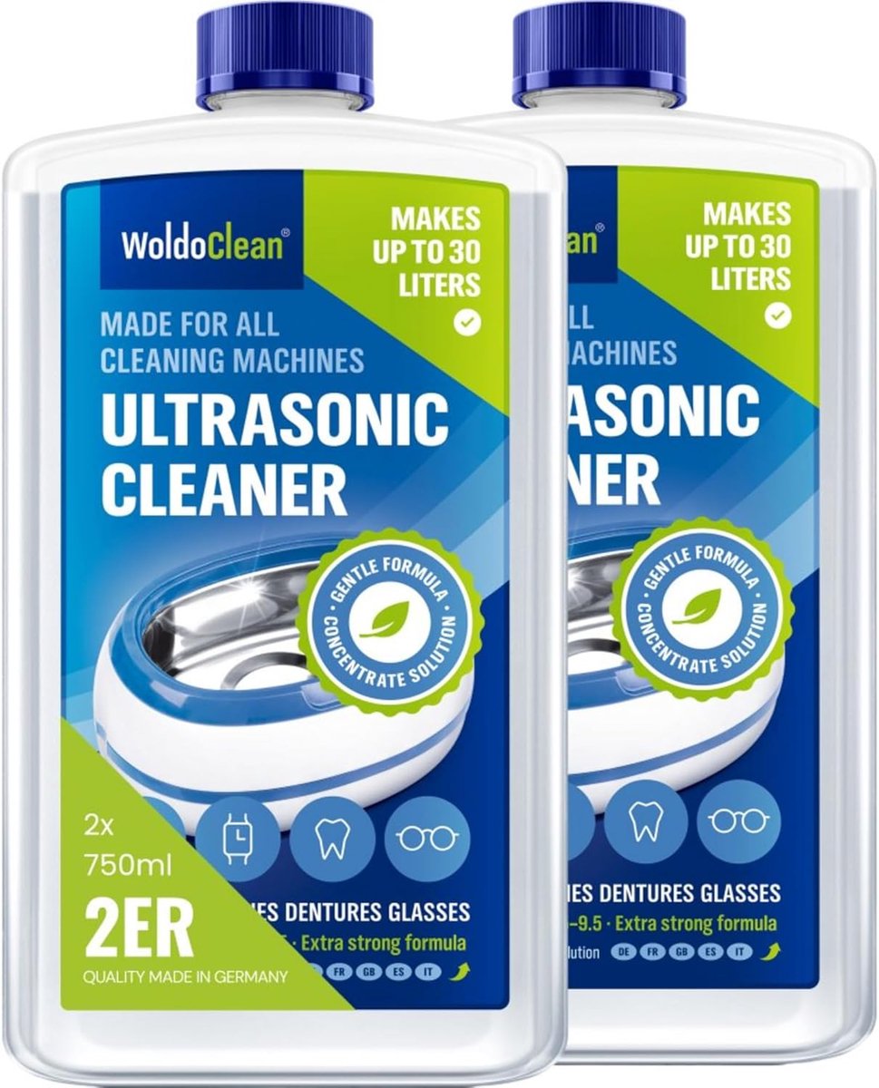 SnelShoppen - Ultrasonic Cleaner voor Brillen, Sieraden, Protheses en Mechanische Onderdelen - 750 ml Schoonmaakconcentraat - Dieptereiniging zonder K
