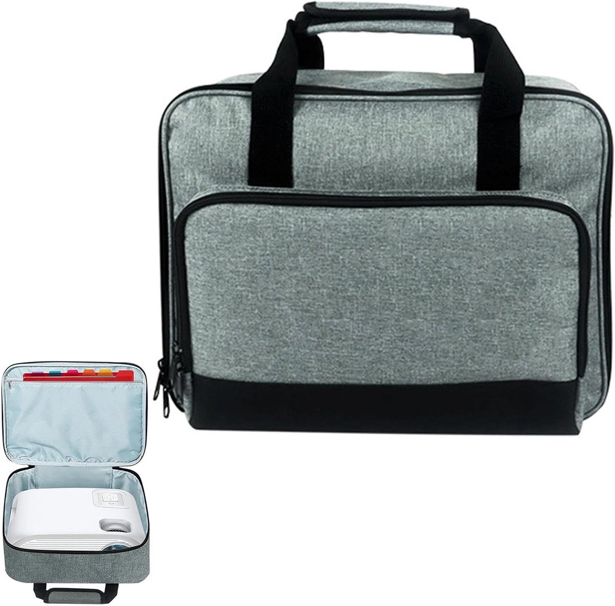 Projectortas - Draagbare koffer - Thuisbioscoop vervoer - Verstelbare schouderriem - 345 cm breed - Grijs