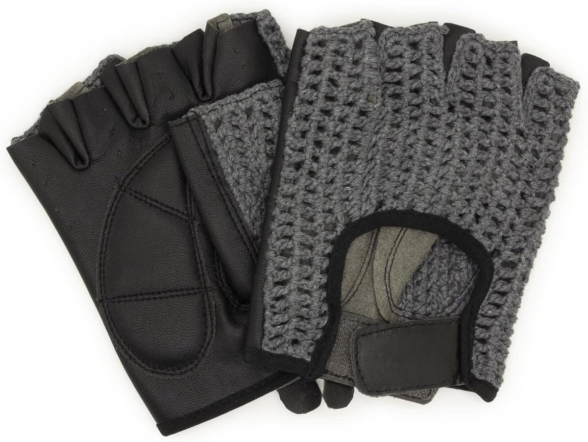 SnelShoppen - Retro Leren Vingerloze Auto- en Fietshandschoenen voor Hem en Haar, Comfortabel, Ademend, Katoen & Lamsleer, Trendy Vintage Stijl