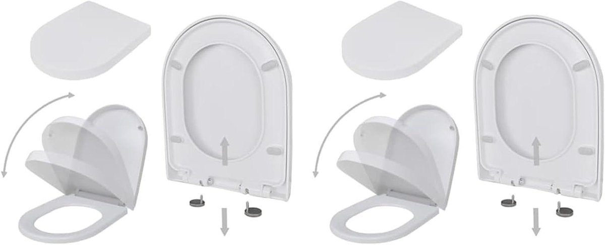 Toiletzittingen Set - WC Deksel - Badkamer Vernieuwing - Soft Close Functie - 2 Stuks - Wit