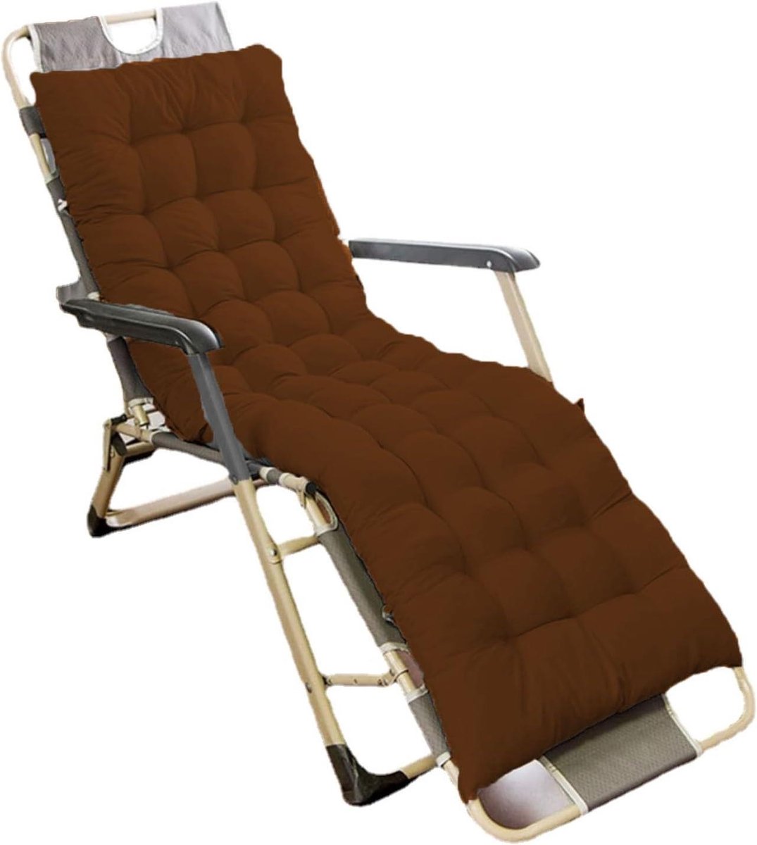Buitenligstoel Kussen - Bankkussen Terras - Ontspannen Zomer - Antislip Banden - 80 x 40 cm - Bruin
