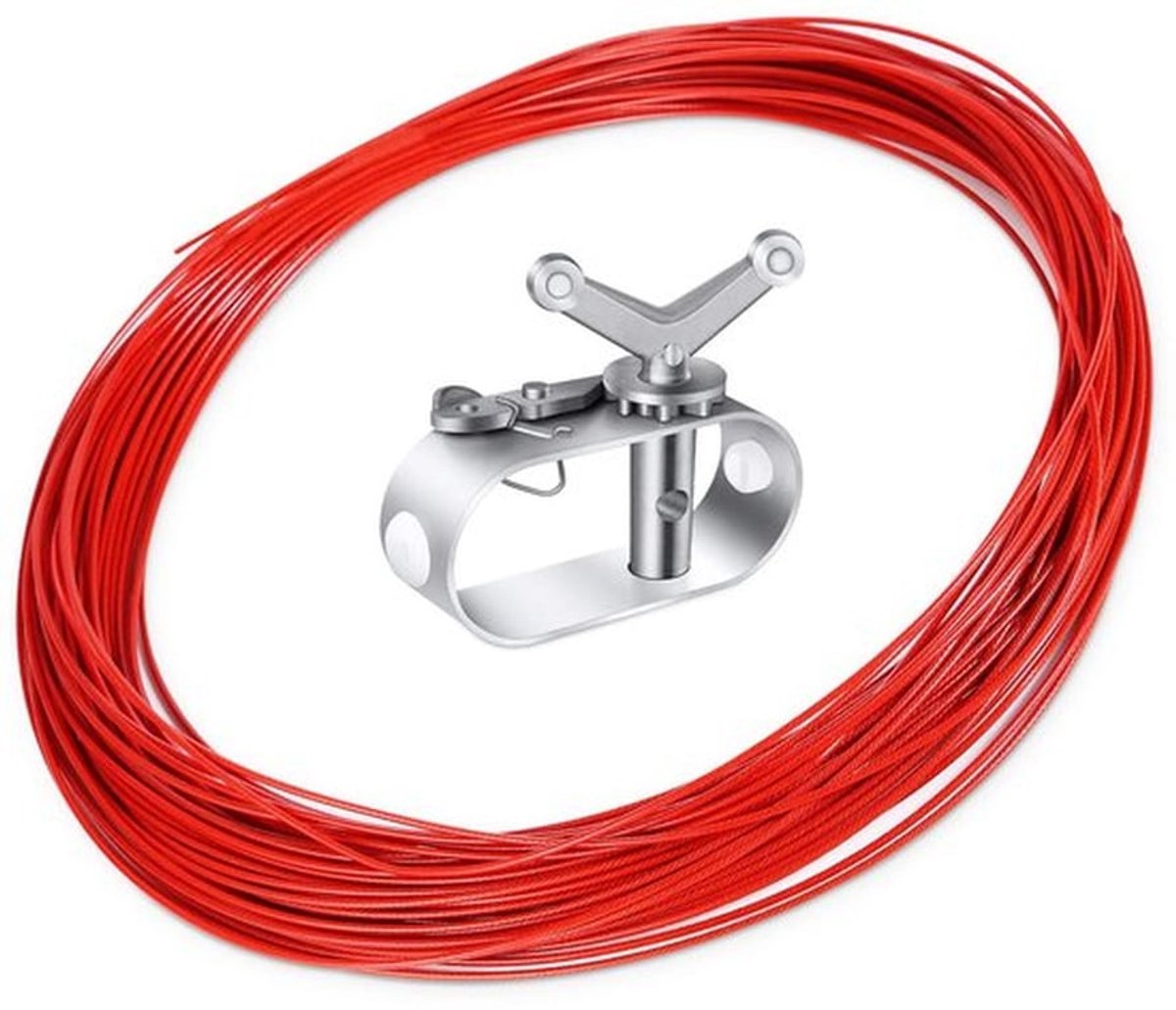 Kabel voor zwembadafdekking en ratelset, 30,5 m zwembadafdekking Lier en kabel Spankabel met ratel voor het vastzetten van zeilen voor bovengrondse zwembaden in de winter