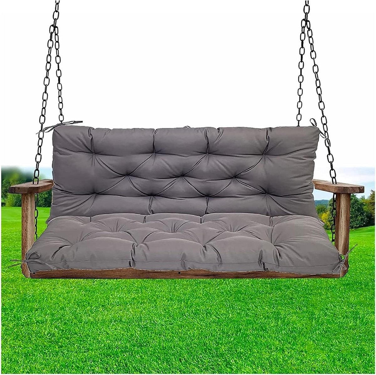 Bankkussen met rugleuning - Schommelkussen buiten - Buiten zitten - Waterdicht en kleurvast - 100x100cm - Donkergrijs