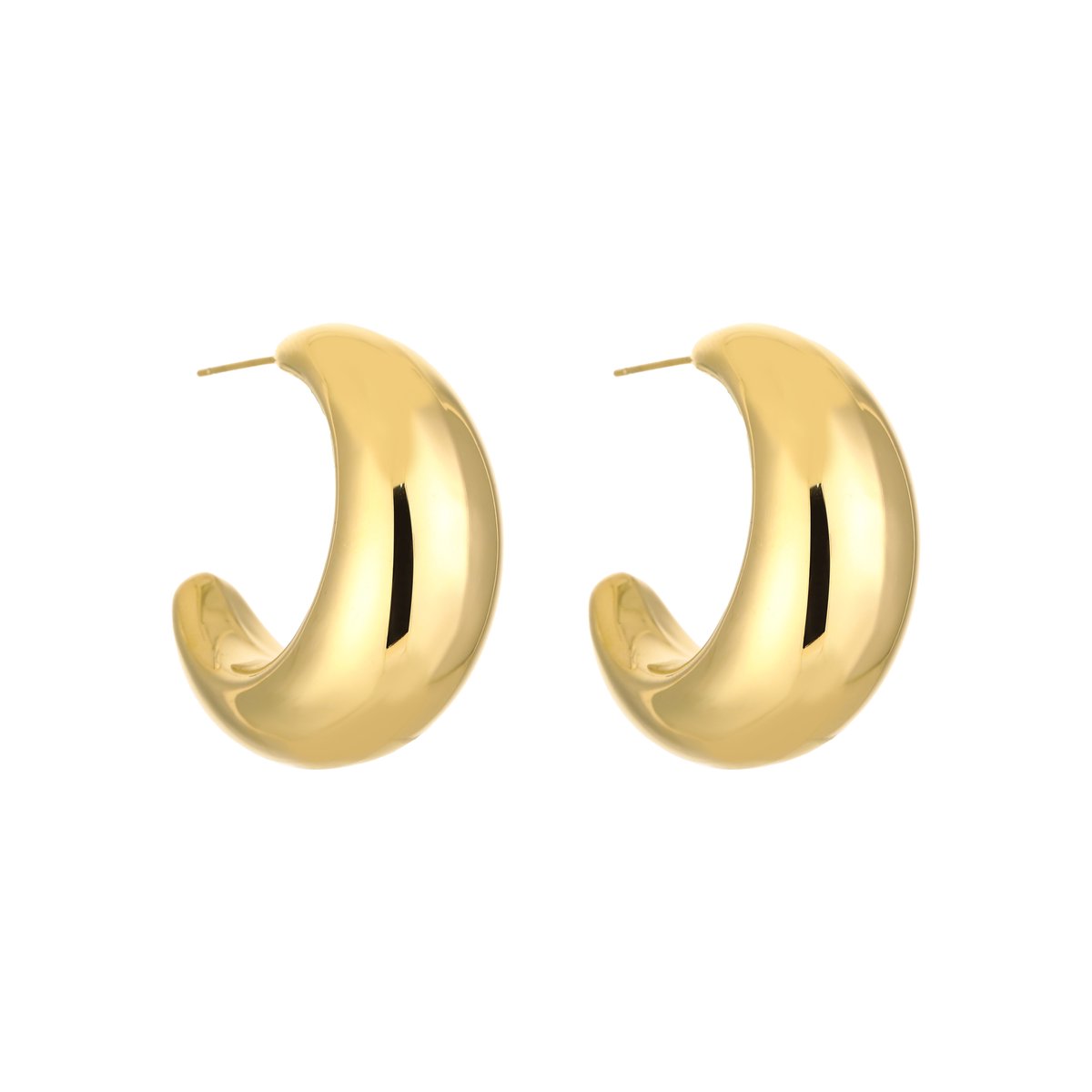 Stainless Steel Halve Maan Oorbellen – Trendy & Minimalistische Halve Hoop Oorbellen - RVS - Goud