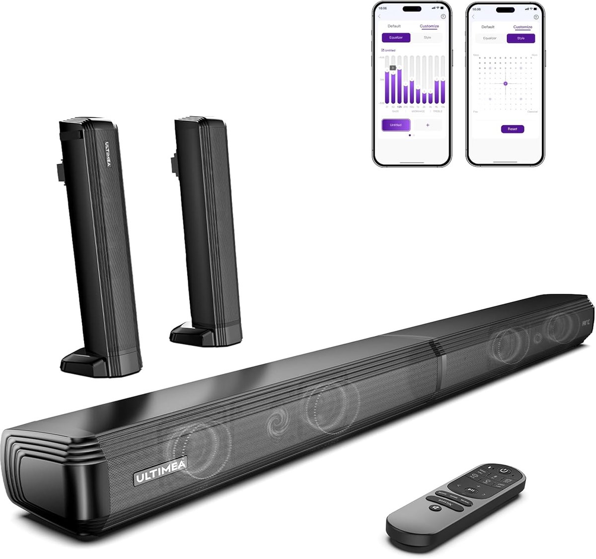 Thijox - ULTIMEA 2.2 Soundbar voor TV, Scheidbare 2-in-1 Luidspreker met Bluetooth 5.3, Multi EQ Modi, App Bediening, ARC/Optisch/Aux - Moderne Geluid