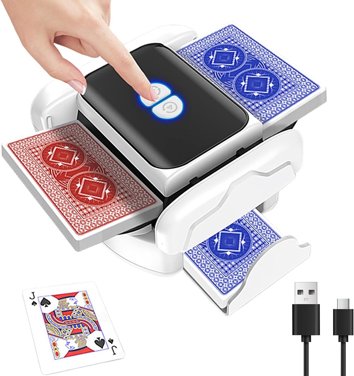 SnelShoppen - Automatische Kaart Shaker Elektrisch 2-Weg Mixer met Oplaadbare Batterij, Stille en Snelle Mix voor Poker, Blackjack, Gezinsavonden en T