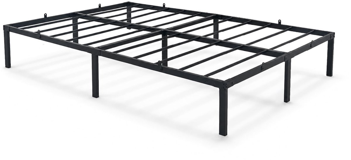 Metalen Bed / 120x200 cm / Opklapbaar Logeerbed / Metalen Lattenbodem / 9 Poten / 20 Latten/ Zwart