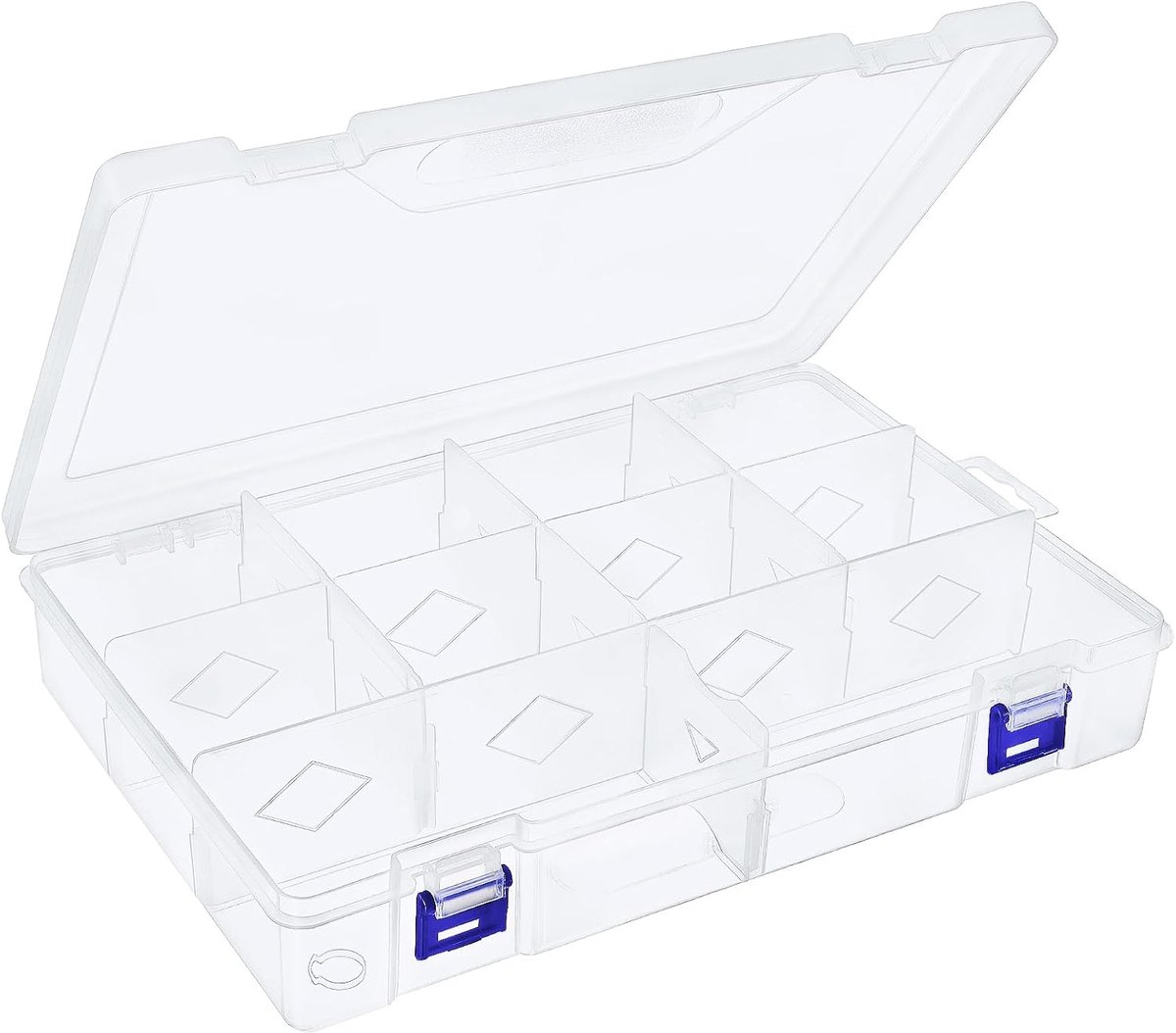 SnelShoppen - Opbergdoos met 10 Compartimenten, Transparante Plastic Organizer, Stapelbare Rectangular Box voor Accessoires, Kralen en Sieraden - 29.7