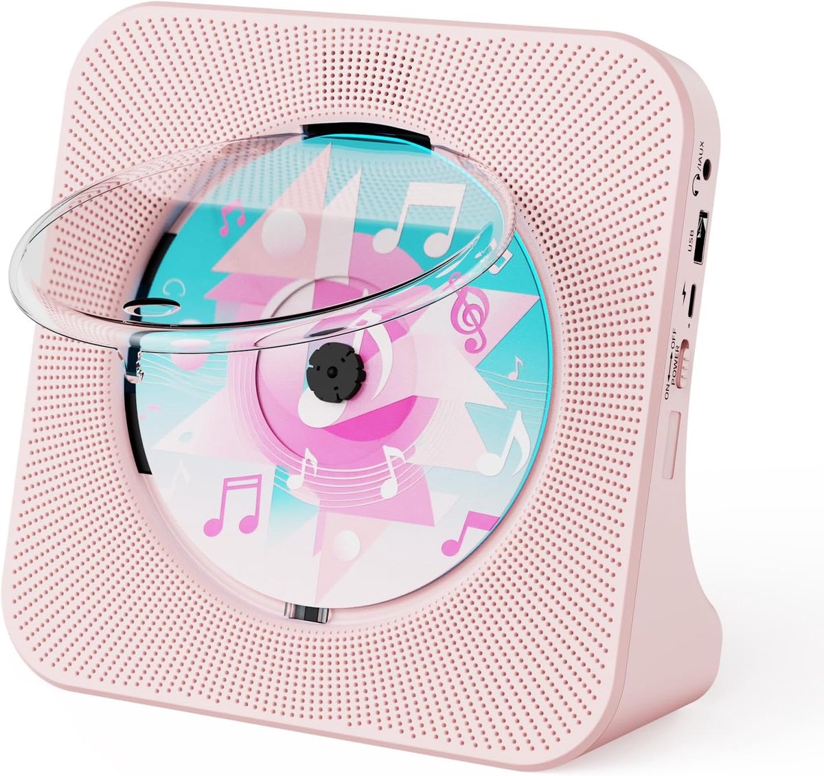 SnelShoppen - Bluetooth CD-speler met luidspreker, FM-radio, USB & AUX, Roze, 5-in-1 cd-speler met afstandsbediening voor feesten, thuis, kinderen en