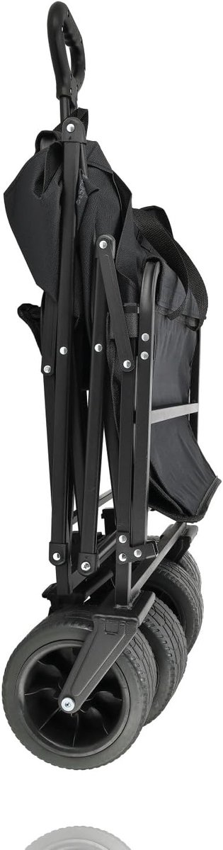 SnelShoppen - Opvouwbare Bolderkar 200 kg met Remmen, Duwstang & Veiligheidsrem - Heavy-Duty Zwart - Ideaal voor Tuin, Camping & Transport van Snelshoppen — afbeelding 2