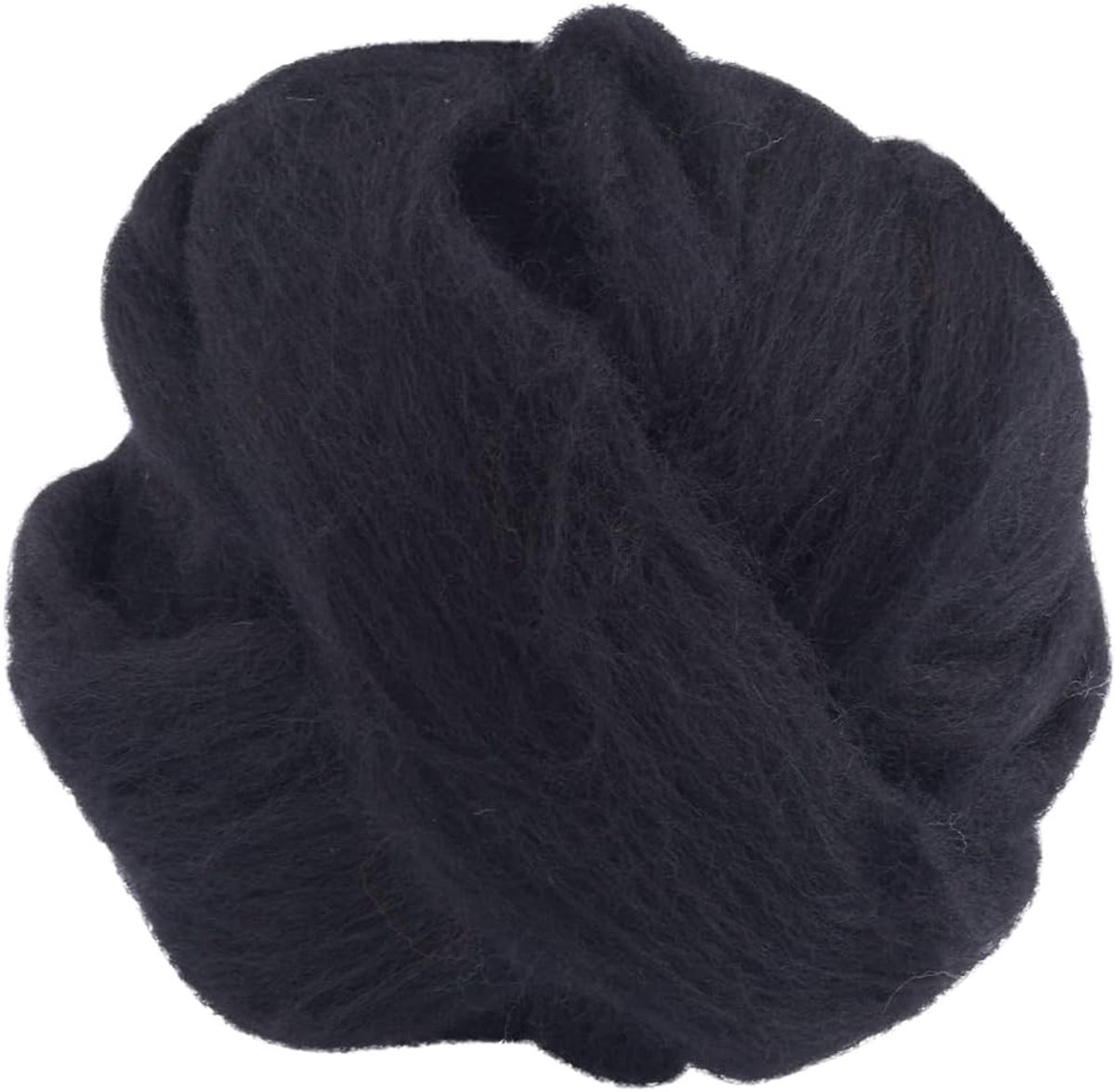 SnelShoppen - Top Roving 100 g Geverfde Merinowol Zwart voor Naaldvilten, Vilt, Spinnen, Breien, Weven, Naaien, Dreads, Halloween DIY Handwerk