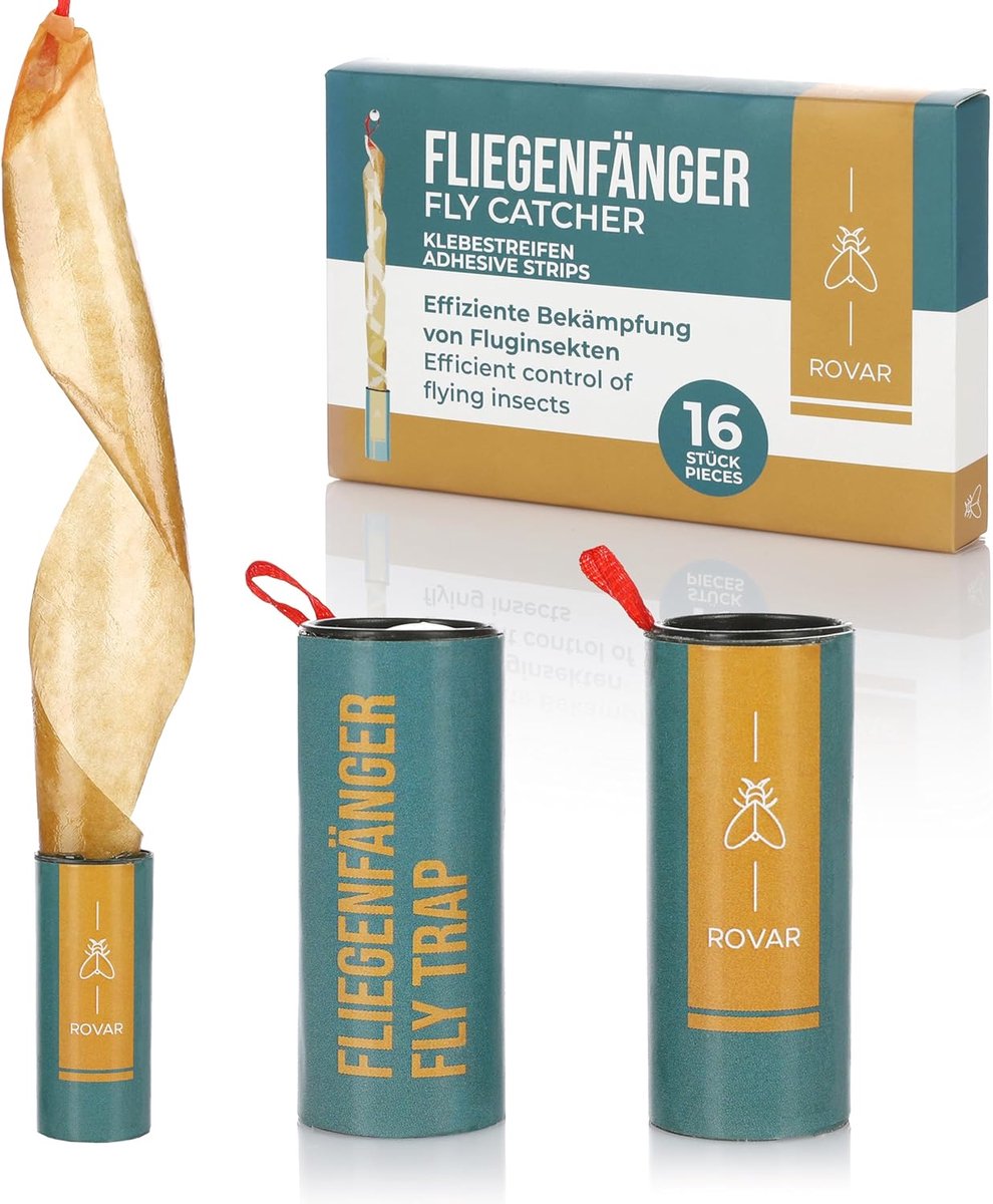 SnelShoppen - Rovar Vliegenvanger Vliegenval - Milieuvriendelijke Plakstrips tegen Rouwmuggen, Fruitvliegen en Insecten - Verpakking van 16 Stuks voor