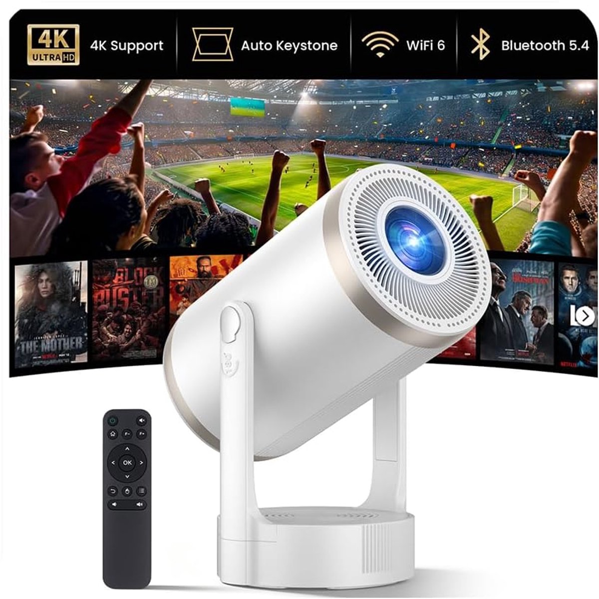 SnelShoppen - Mini Beamer 4K 1080p Projector - Draagbare LCD Projector met 260 ANSI Lumen Helderheid - Ideaal voor Feesten, Camping en Thuisbioscoop