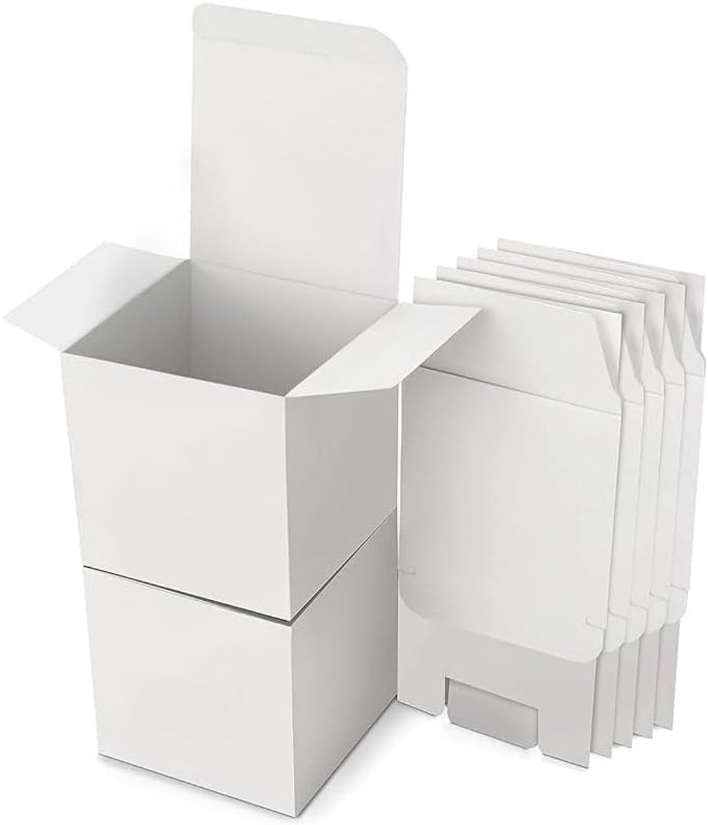 SnelShoppen - Kartonnen Dozen 30 Stuks, Witte Geschenkdozen Kraftpapier met Deksel, Vierkante Dozen 10x10x10 cm voor Verjaardag, Feest en Bruiloft