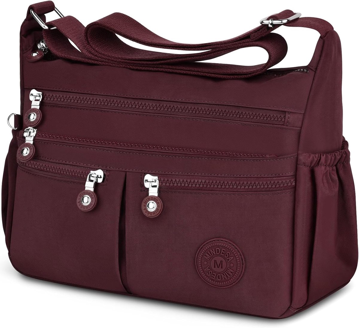 SnelShoppen - TEUEN Crossbody Bag Dames - Grote Capaciteit Waterdichte Nylon Schoudertas - Casual Handtas Lichtgewicht Messenger Bag Rood Mittelgroß M