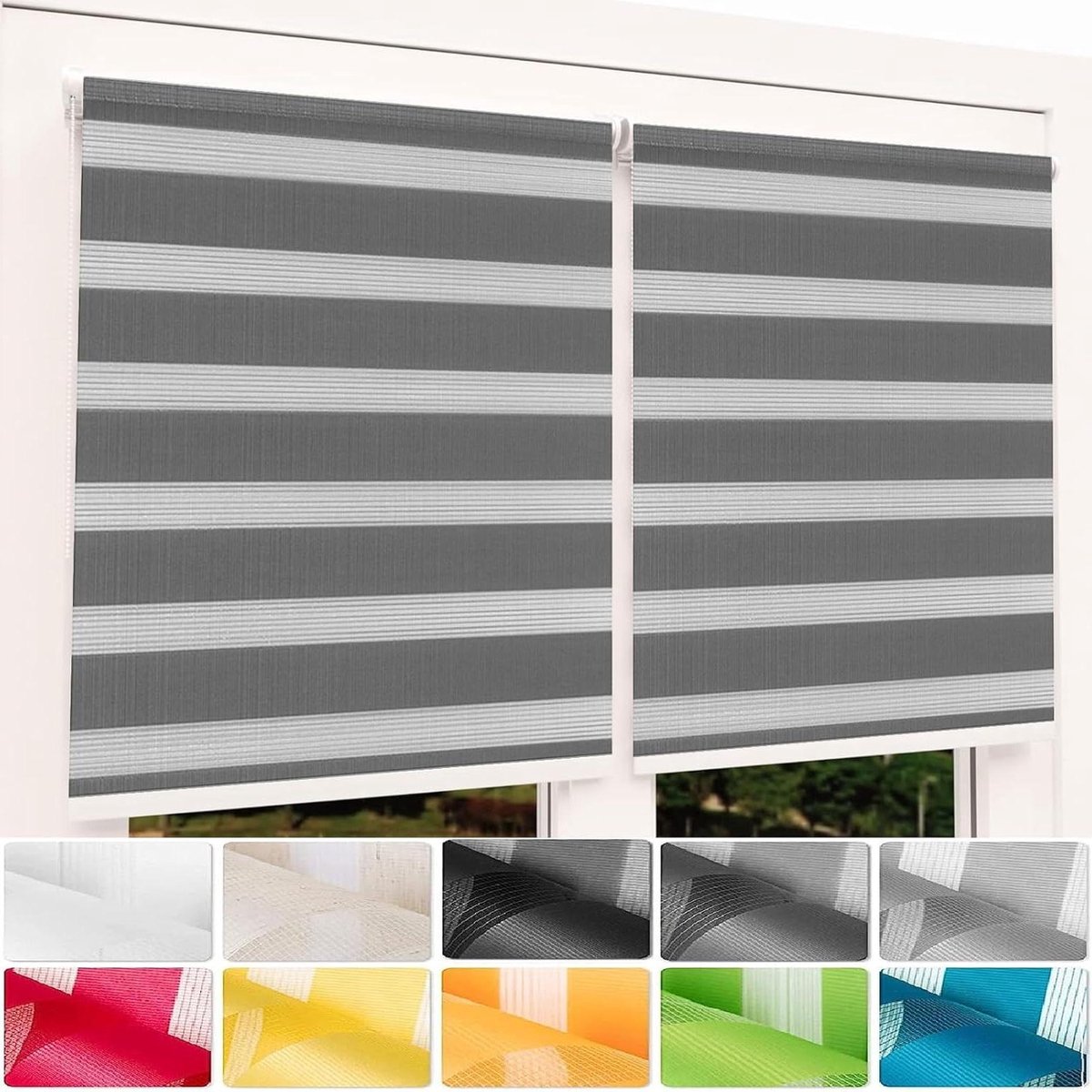 Verduisterend Rolgordijn - Zonwering Gordijn - Privacy Creëren - Dubbele Stris - 55 x 300