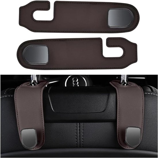 Autohaken Hoofdsteun - Auto Organizer - Auto Opbergen - Verborgen Ontwerp - 2 stuks - Bruin