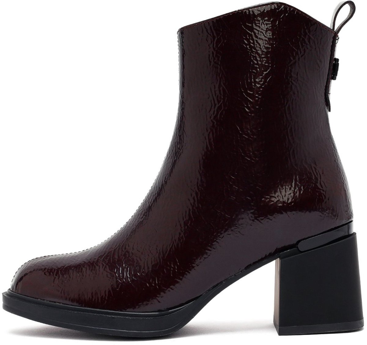 DERIMOD Heeled Ankle Boots Imitation Patent Leather Heeled Ankle Boots