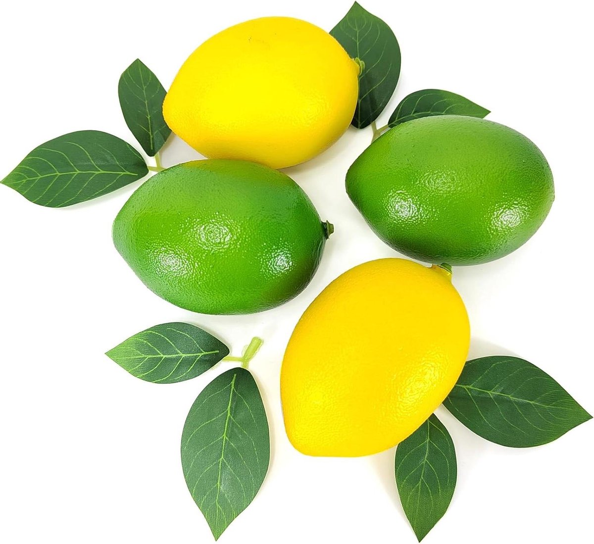 Kunstcitroenen set - Nep fruit - Keuken decoratie - Realistisch uiterlijk - 8 stuks - Geel en groen