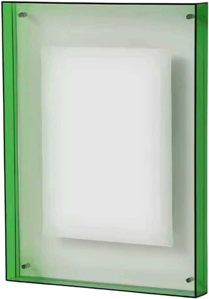 SnelShoppen - Acryl Fotolijst Dubbelzijdig, Transparant met Neon Kleur, Staande en Hangende Fotoblok voor Wand en Tafel Decoratie, Hoogwaardige Plexig