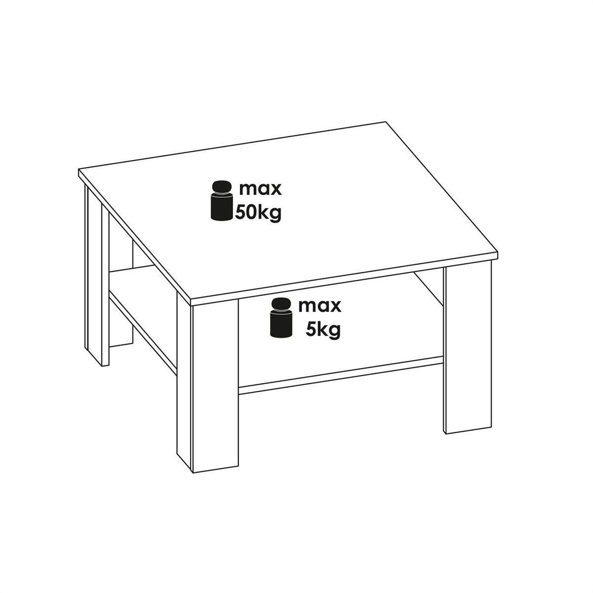 Salontafel FELICE in betonlook, 68x68 cm