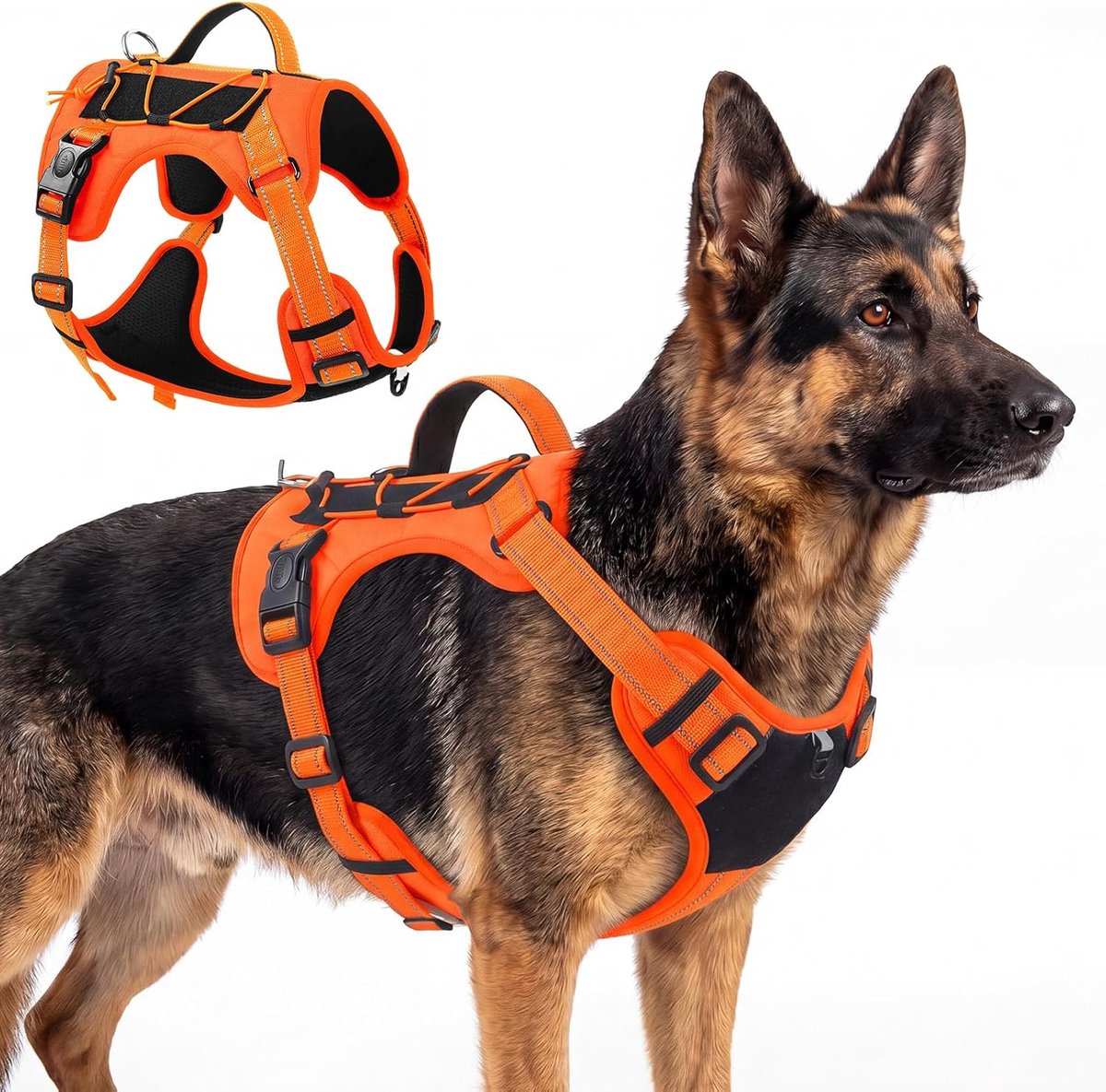 SnelShoppen - Hondenharnas voor Kleine, Middelgrote en Grote Honden - Verstelbaar en Comfortabel - Choking-Free - Oranje - Maat XL