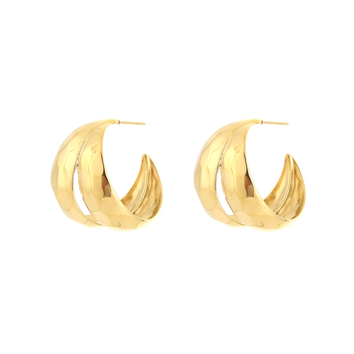 Stainless Steel Halve Hoop Oorringen – Chunky & Minimalistische Oorringen - RVS - Goud