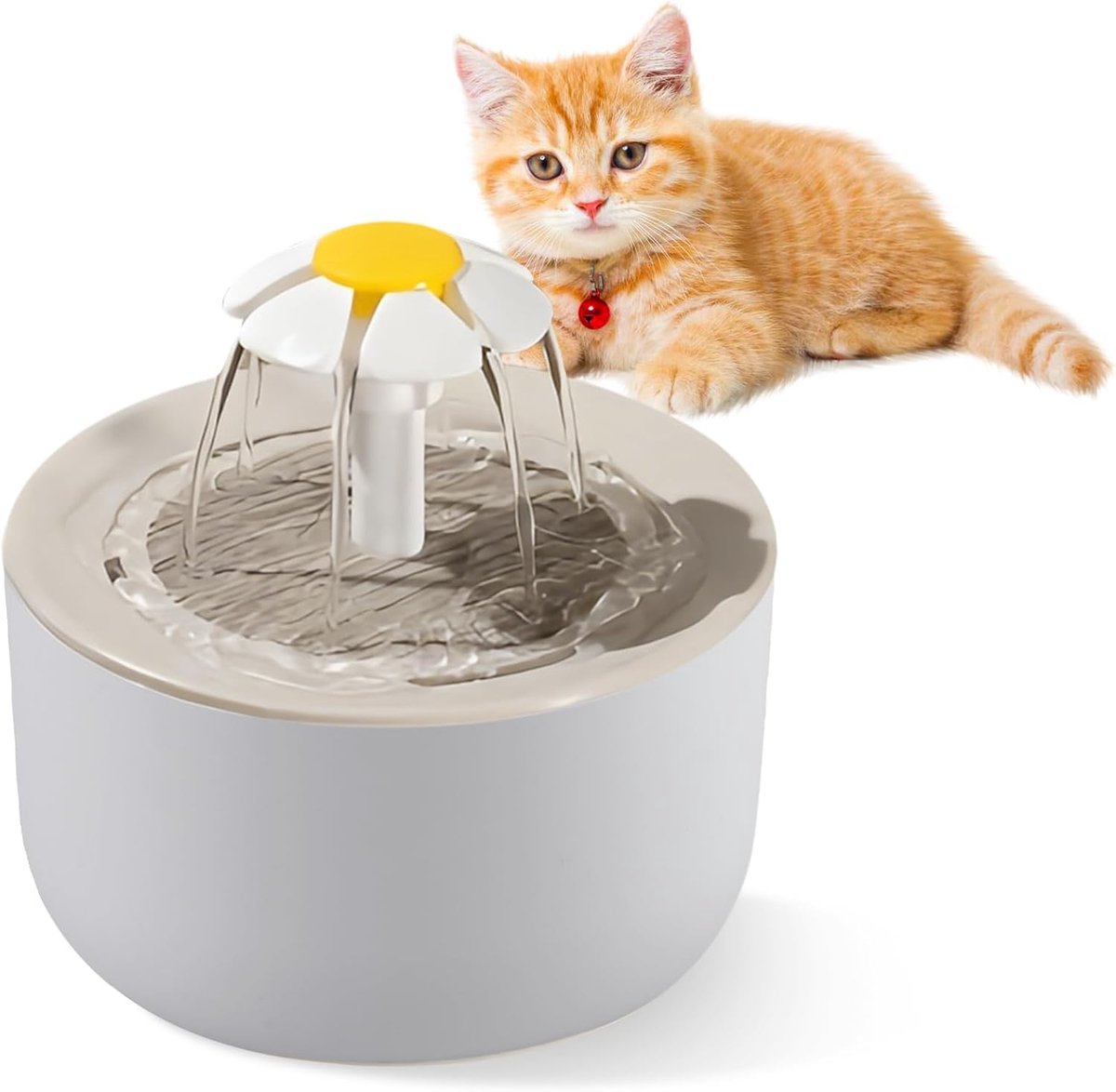 SnelShoppen - 1L Kattenfontein - Ultra Licht Drinkfontein voor Katten, Veilig met Filter Spons, Twee Spuitstanden, Automatische Uitschakeling bij Wate