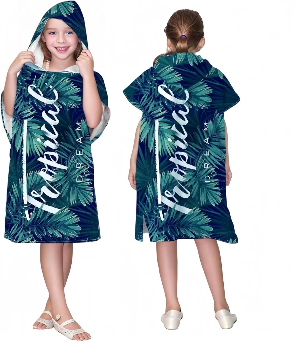 SnelShoppen - Kids Poncho Bad/Surf/Strand Microfiber Met Kap, Sneldrogende Badcape Voor Jongens en Meisjes 75x60cm - Perfect Voor Waterplezier!