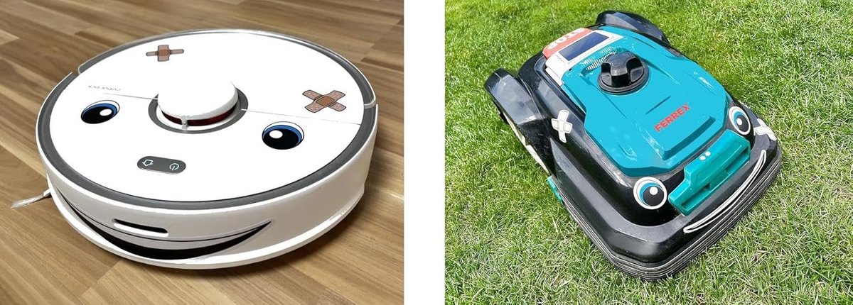 SnelShoppen - 2 x Decoratieve Stickers voor Robotstofzuiger en Robotmaaier - Gezichtsset met Ogen en Mond - Creatieve Accessoires voor Keuken en Tuin
