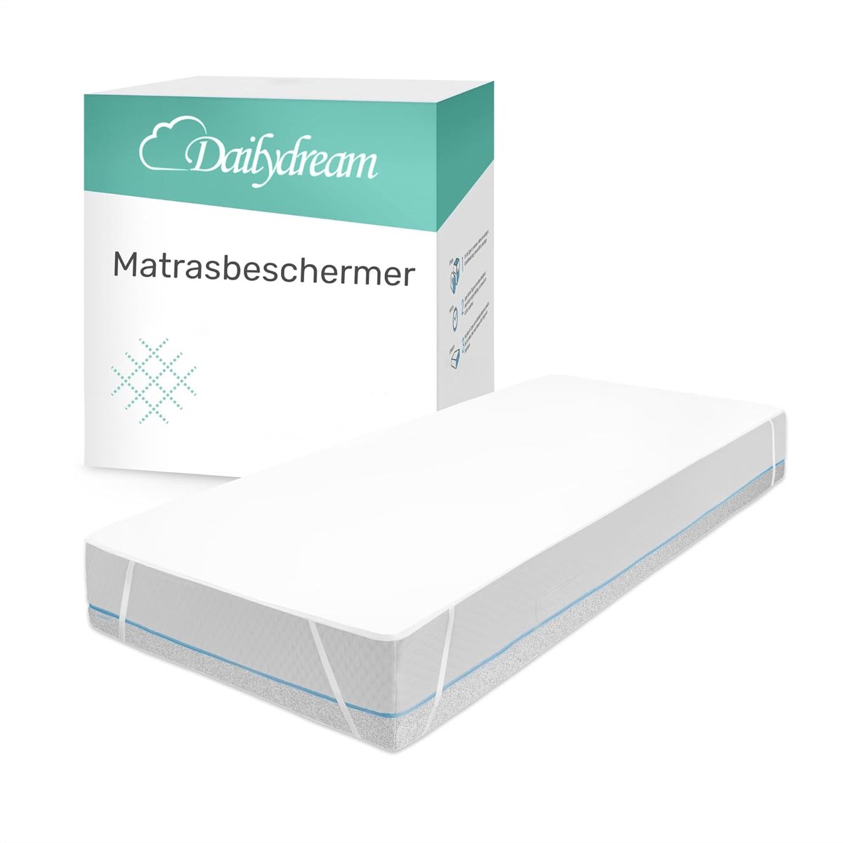 SnelShoppen - Visco-elastische Matras Topper Deluxe 180x200x5 cm met Memory Foam Effect, Waterdicht, Ademend, Zacht Katoen, Perfect voor Slaapkamer, L