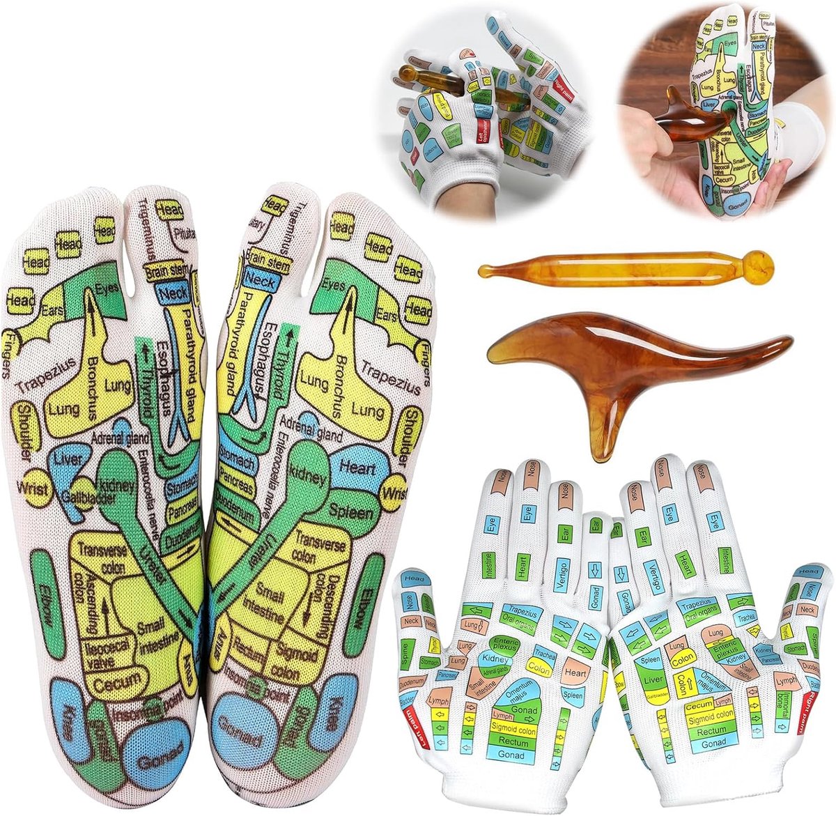 SnelShoppen - Reflexology Sokjes voor Vrouwen, Acupressuur Massage Sokken met Drukpunten, Comfortabele Acupunctuur Sokken voor Thuisgebruik, Maat 35-3