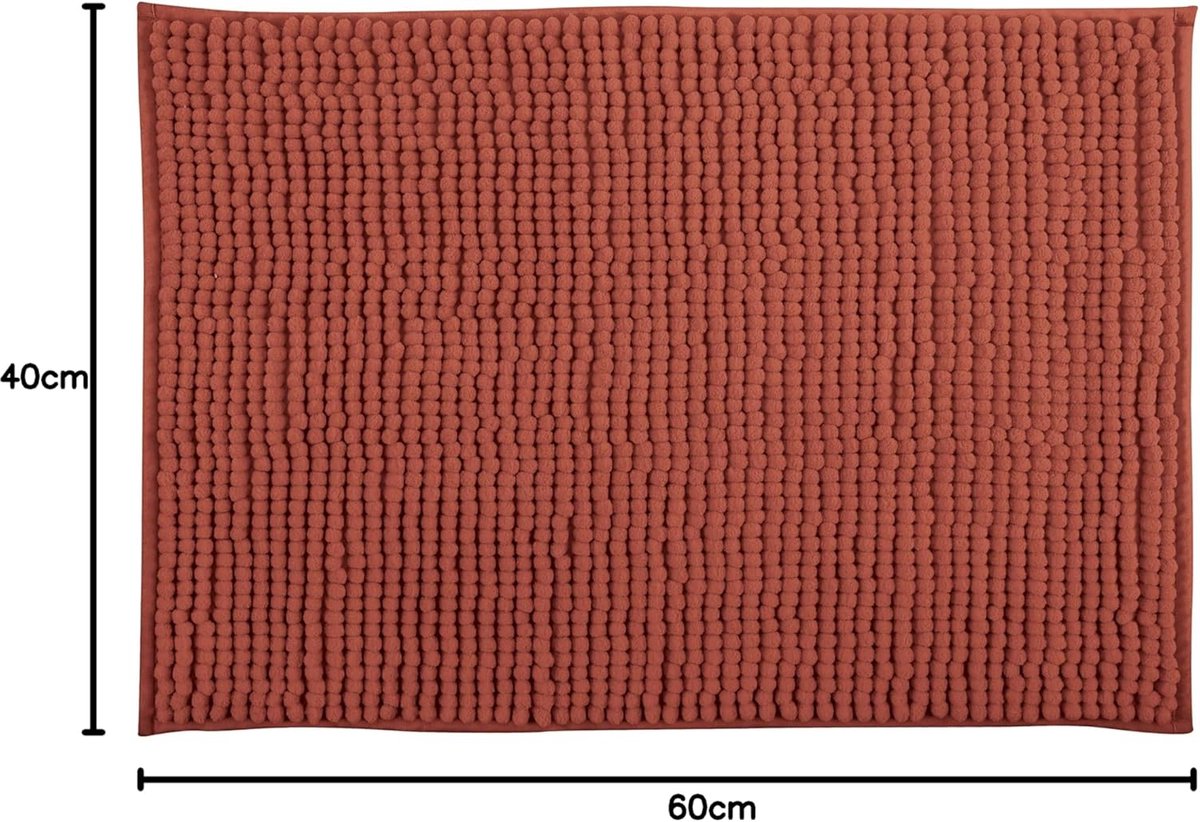SnelShoppen - Chenille Badkamer Tapijt Douchemat Hoogpolig 40 x 60 cm Terracotta Rood - An