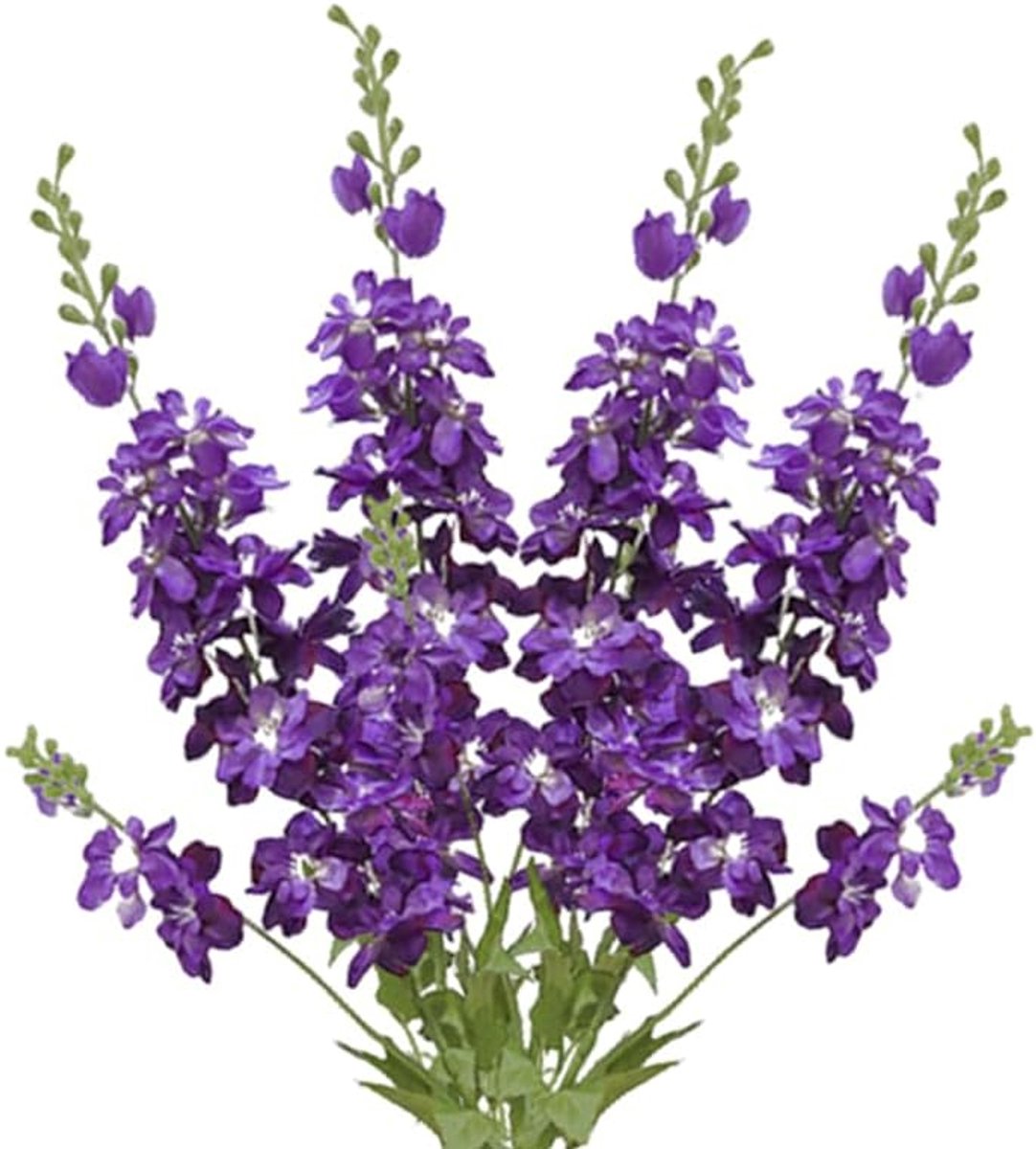 SnelShoppen - 4 Stuks Lange Steel Kunstbloemen Delphinium 84cm - Kunstzijde Witte & Diep Paarse Bloemen voor Vazen, Hu decoratie, Bruiloftstafel, Thui
