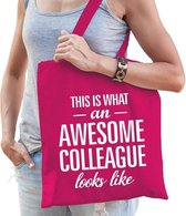 Kadotas This is what an awesome collaegue looks like roze katoen - cadeautas voor collega's