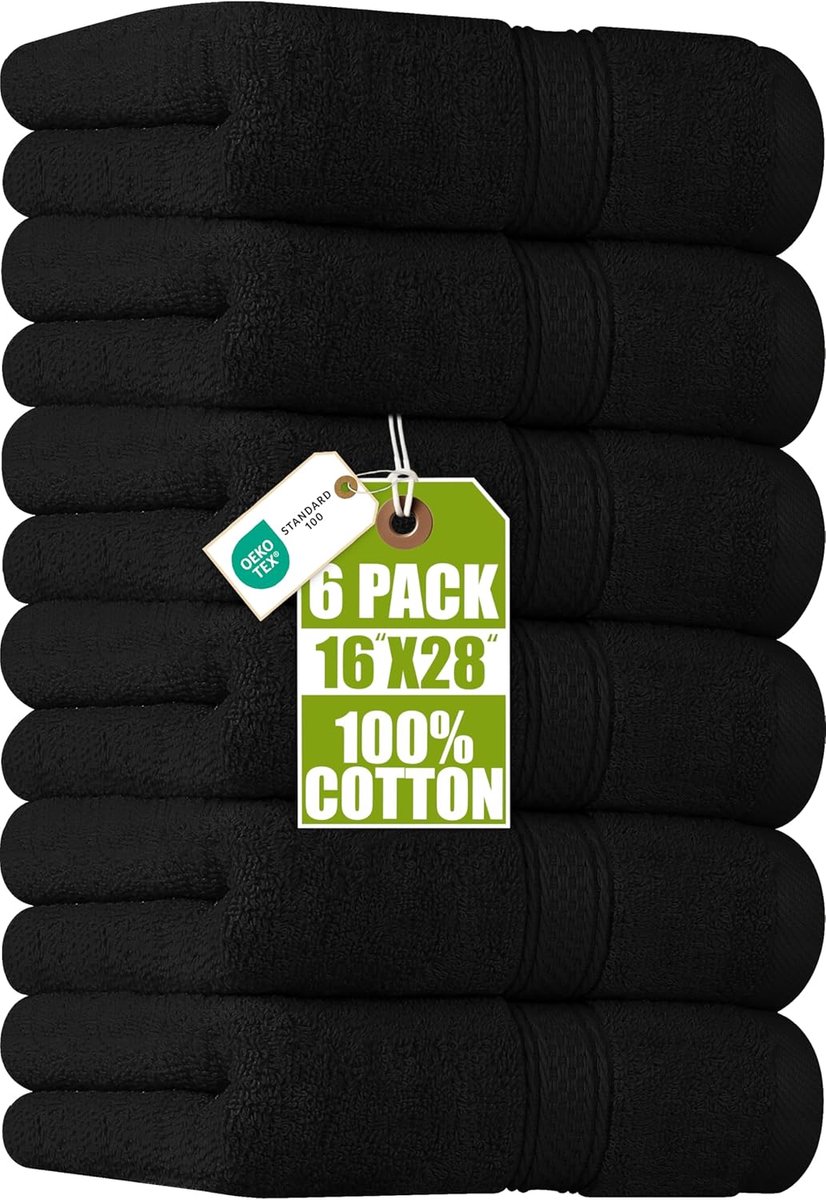 SnelShoppen - Luxe Handdoeken Set van 6 - 41x71 cm, 100% Ringen-Gesponnen Katoen, Ultra Zacht en Zeer Absorberend voor Badkamer, Gym, Douche, Hotel en